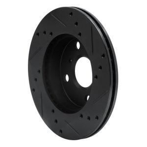 Toyota Echo Brake Rotor (1) - Front Left - R1 Concepts - Drilled & Slotted - Black - `99-`05